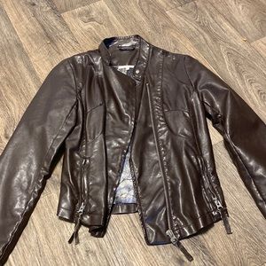 Leather jacket (faux), worn a couple times, vintage store. Small, Matty M brand.